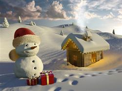 Snowman with two lottery presents -image